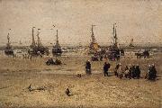 Hendrik Willem Mesdag Flat-bottomed Fishing Pinks and Fisherfolk at Scheveningen oil painting picture wholesale